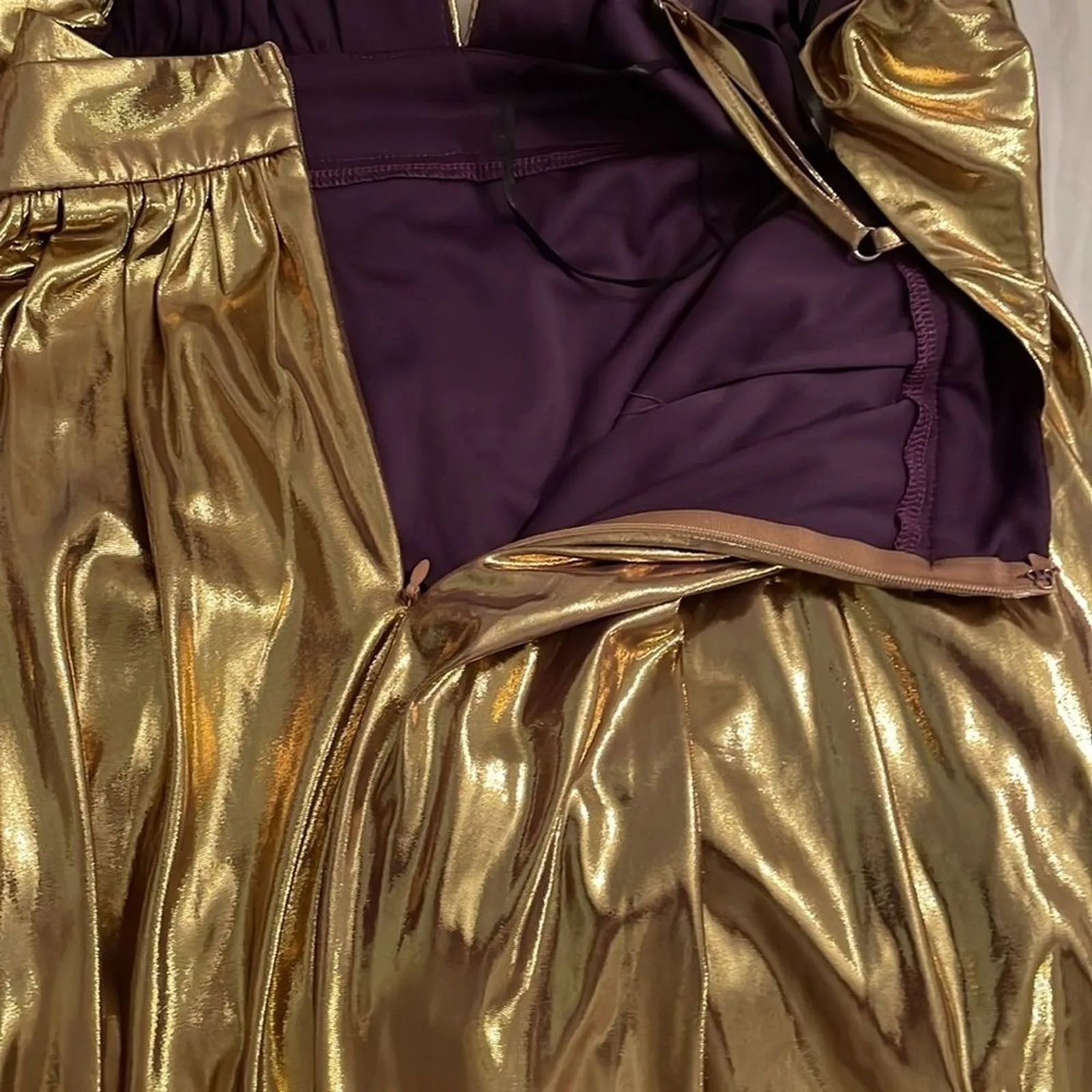 Fate Metallic Gold Cocktail Party Dress Womens Size Small NEW Glam - Image 9