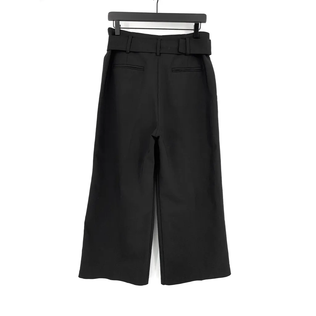 CYNTHIA ROWLEY High Waisted Wide Leg Cropped Trouser Black 8 - Image 9