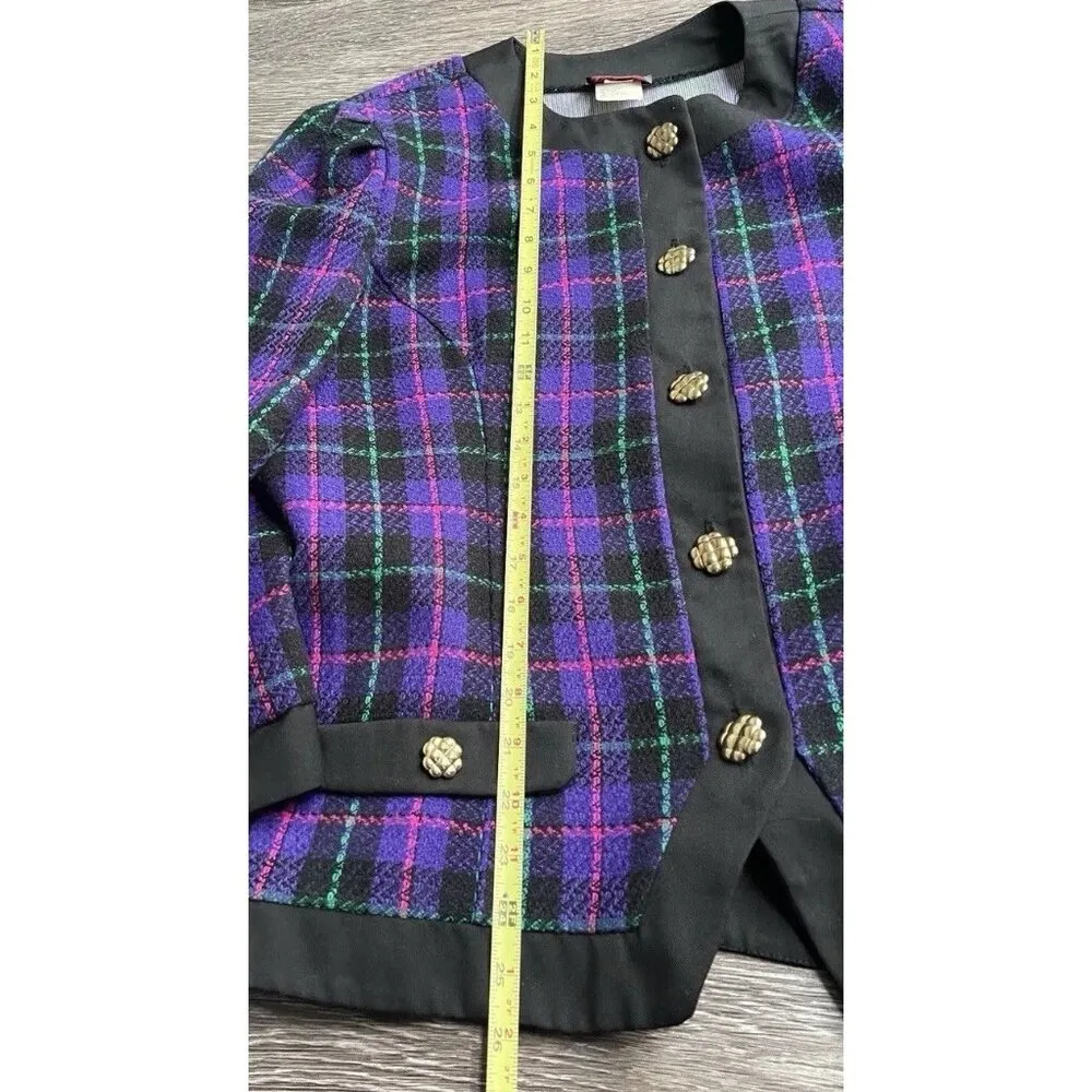 Vintage Tina Barrie Women’s Size 16 Jacket Blazer Purple Classic 80s USA Made Black - Image 3