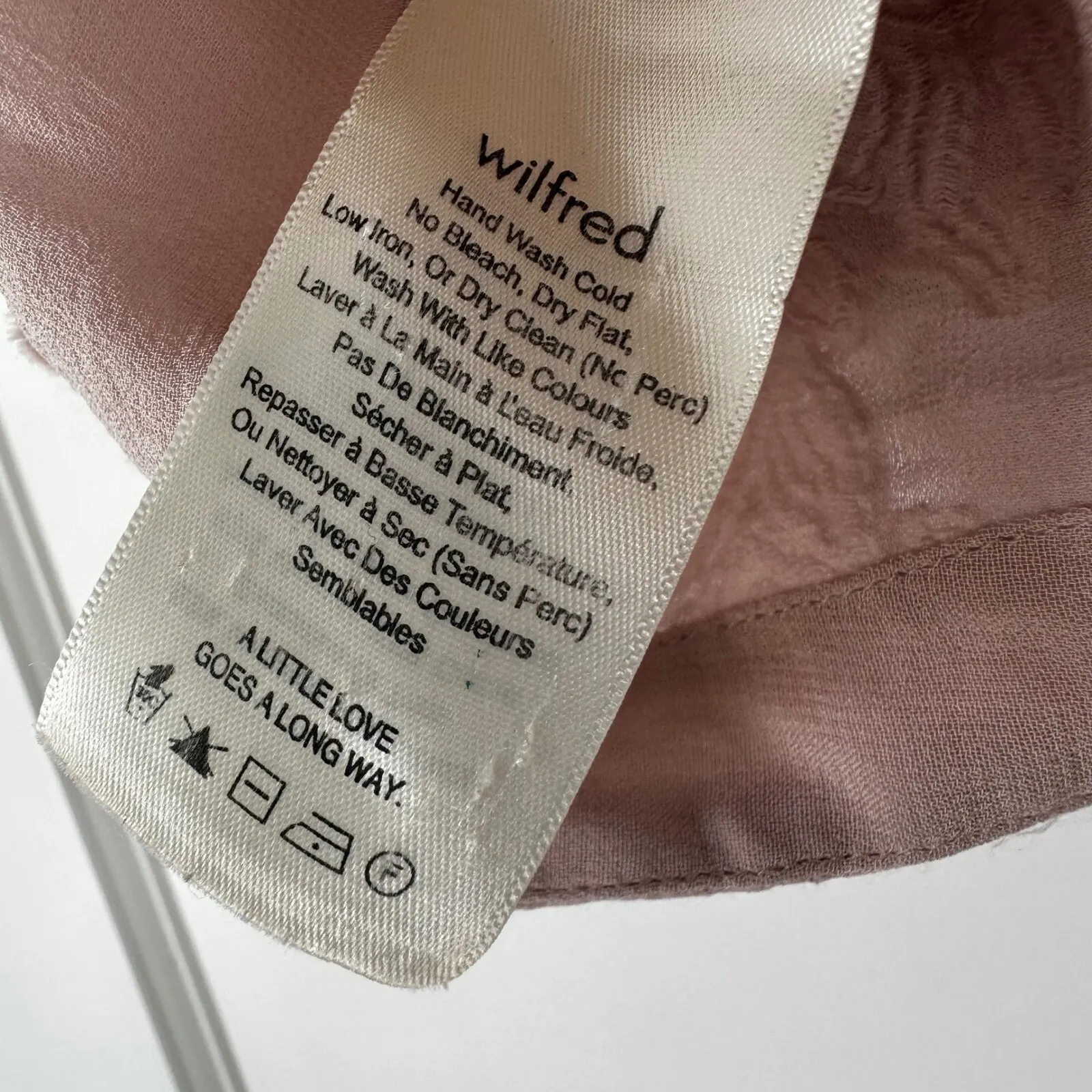 Aritzia‎ Wilfred Floral Embroidered Blouse Sheer Dolman Sleeve Top Mauve Pink S - Image 5