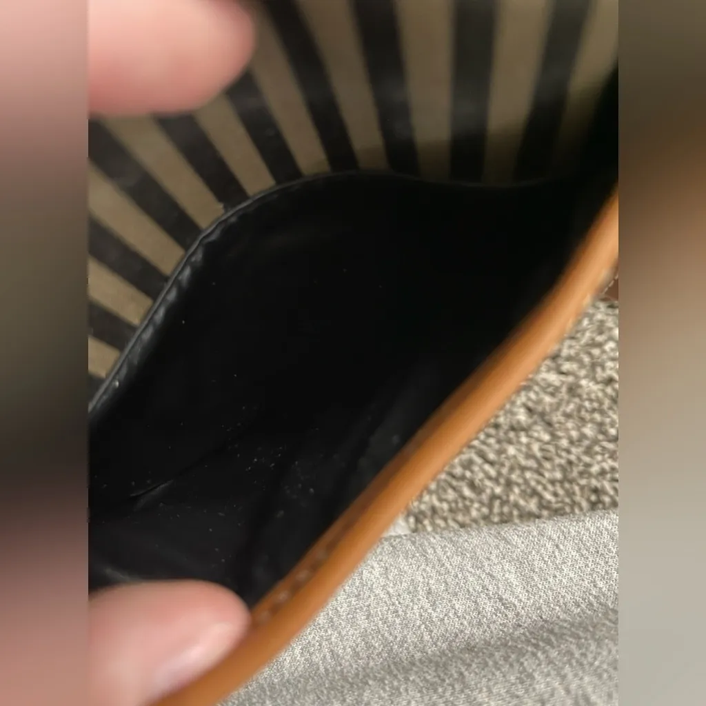 Vintage Allan Edward Black Brown Striped Crossbody Shoulder Bag Purse Wallet - Image 3