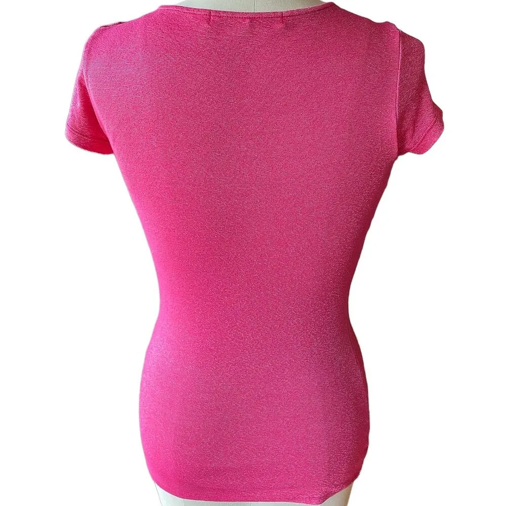 Ultimate Fitted Metallic Pink Cowl Neck Top by Michael Stars ~ Women's Size OS - Image 3