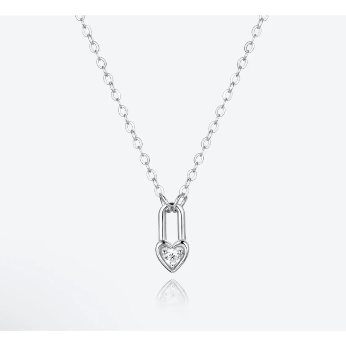 🆕 14k Gold Filled Heart Padlock Charm Necklace Delicate Cubic Zirconia - Image 3