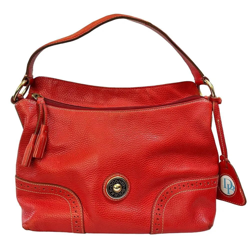 Red Large Slouch French Leather Shoulder Bag Purse #RU776 - Image 2