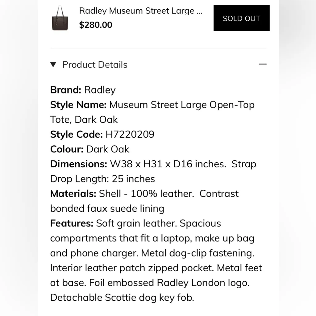 RADLEY London Museum Street Large Open-Top Tote in Dark Brown, NWT - Image 16