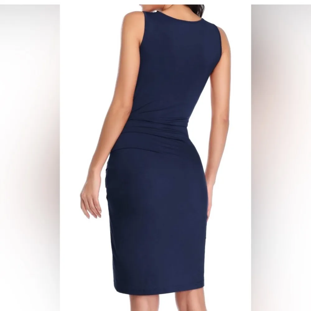 Vetior Black Wrap Dress/ Great dress for casual business or party Bodycon XL - Image 3