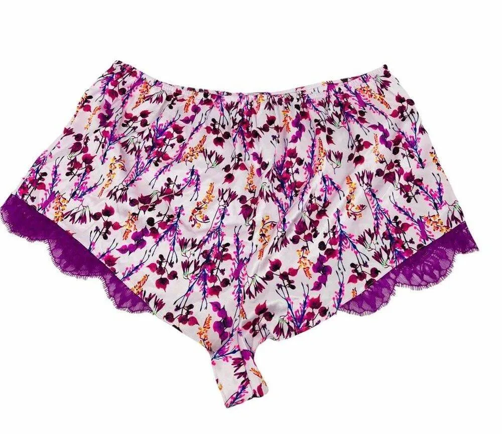 Victoria's Secret Colorful Satin Sleep Short Lace Trim Womens Large - Image 6