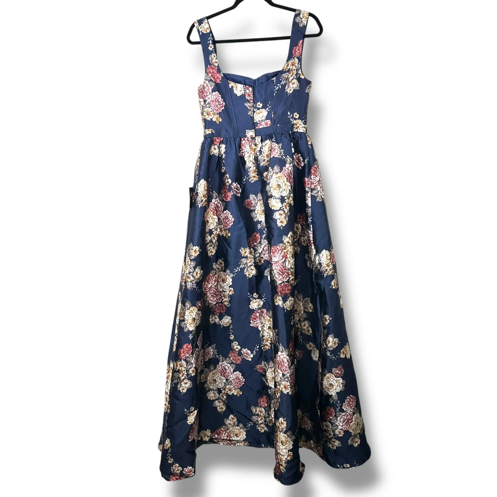 Lulus NWT Elegant Pick Navy Blue Floral Sleeveless Bustier Maxi Dress Medium - Image 8