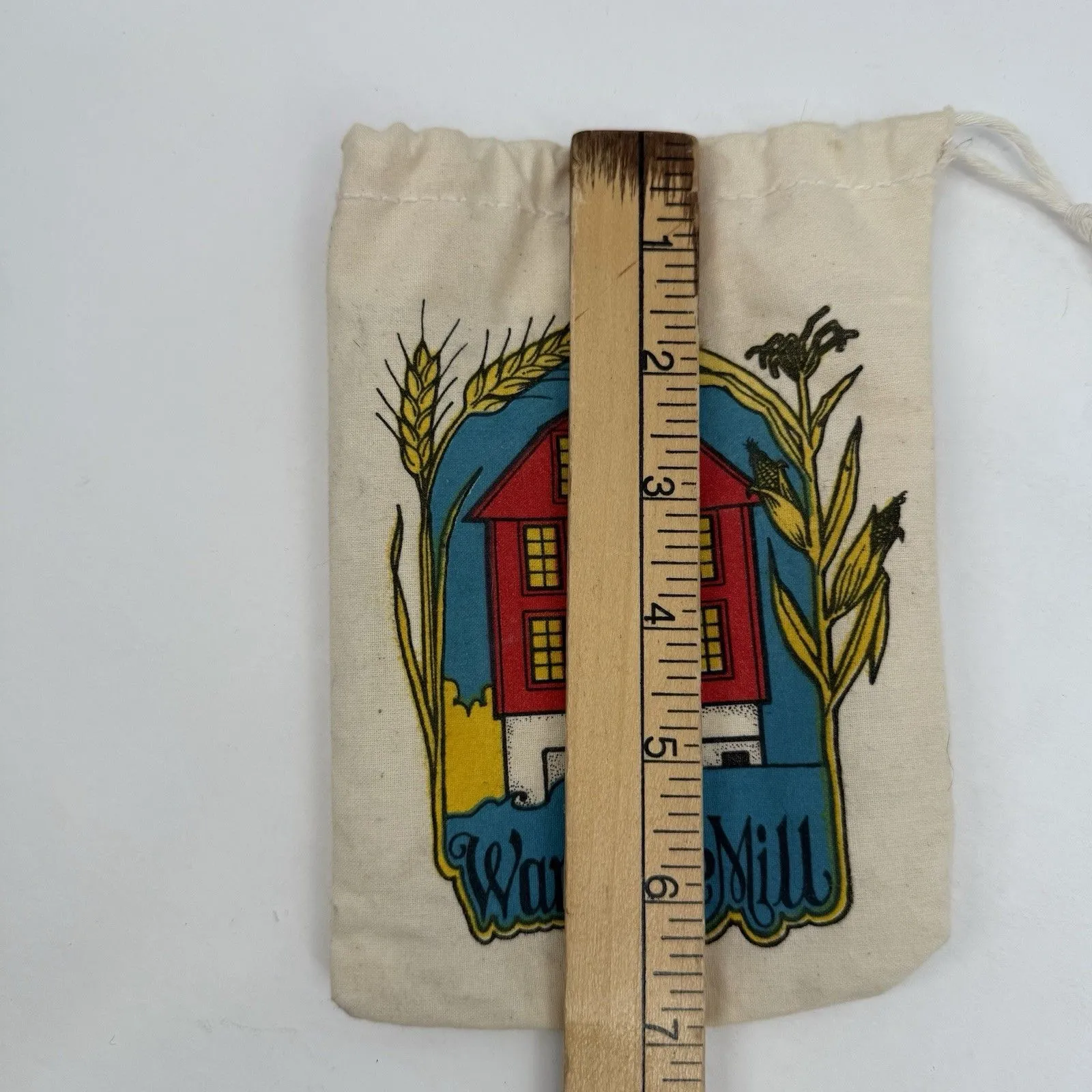 Handmade War Eagle Mill Small Drawstring Bag 7”x5” Graphic Print - Image 6