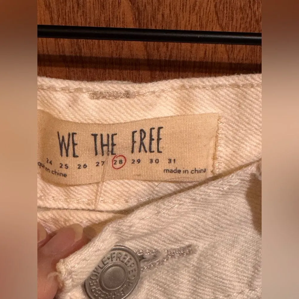 We the Free White Distressed Cut off Jean shorts size 28 - Image 2