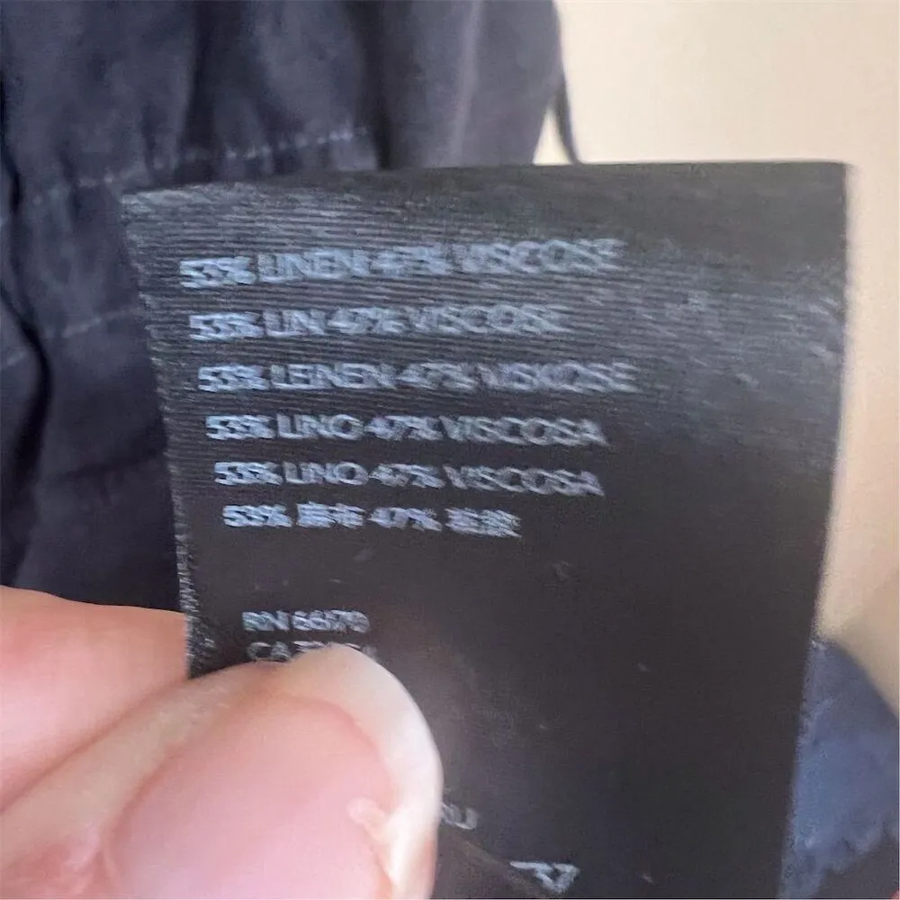 Free People Charly Blazer Midnight Black Size Medium Linen Boho Jacket‎ - Image 9