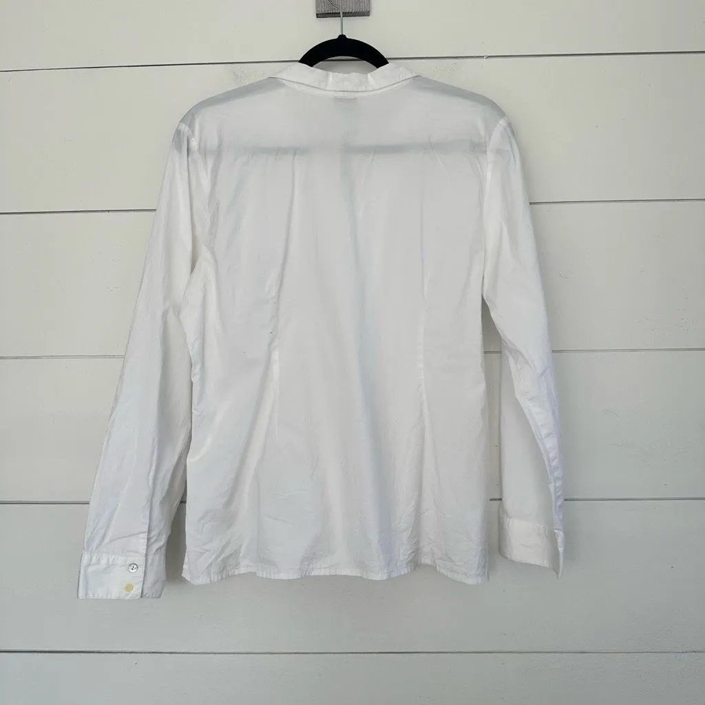 Eileen Fisher Women’s White Medium? Button Down Blouse Flawed See Measurements - Image 10