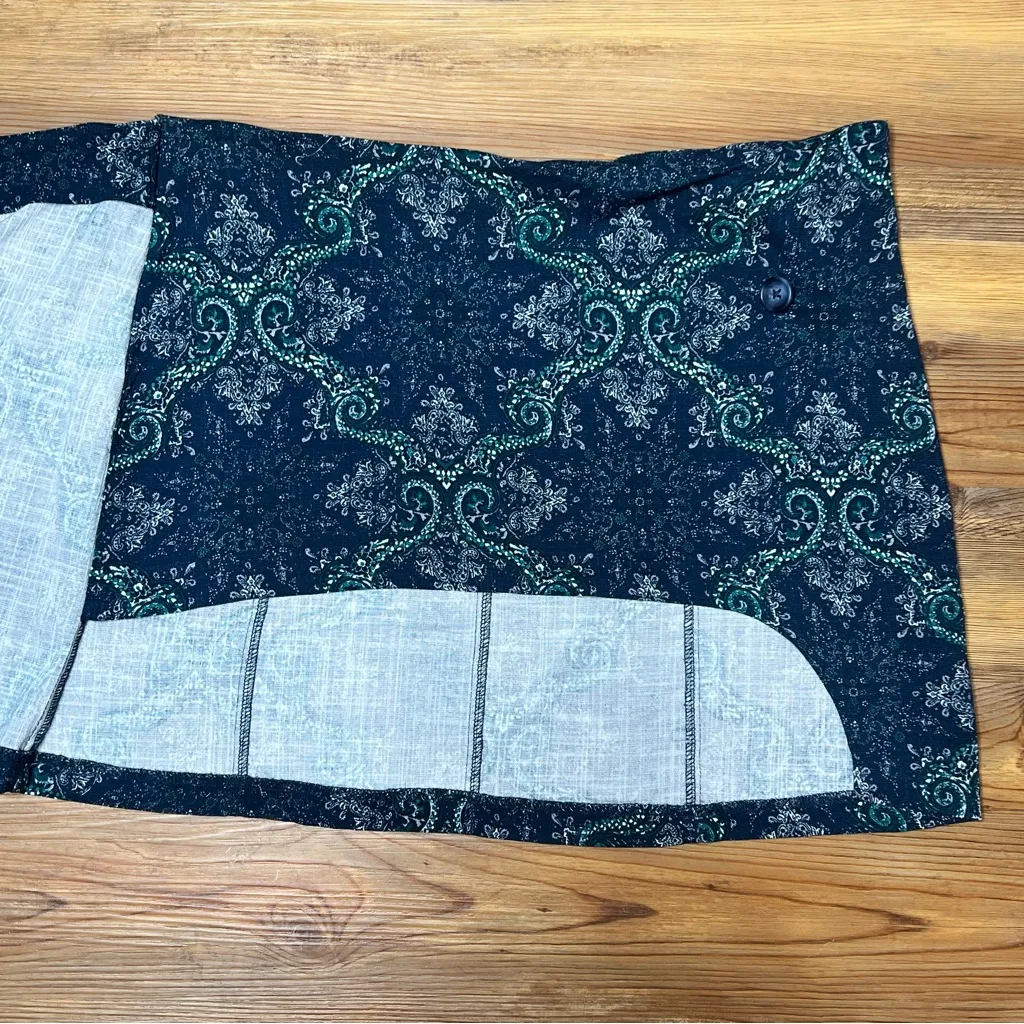 Free People Take It Easy Y2K Boho Festival Paisley Mini Skirt Blue Green Wrap 10 - Image 5