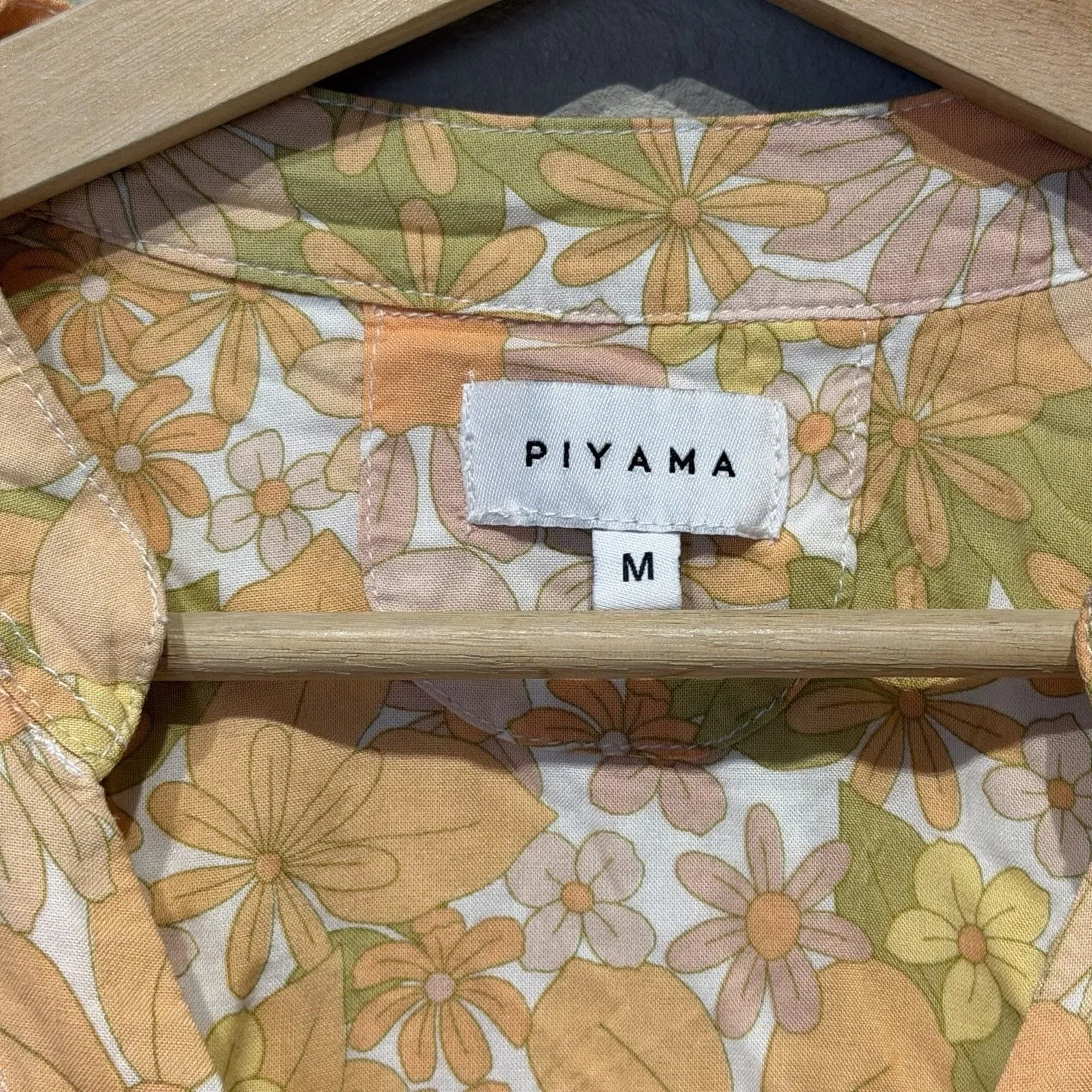 PIYAMA Pj Top Retro Floral Womens Size M V - Image 5