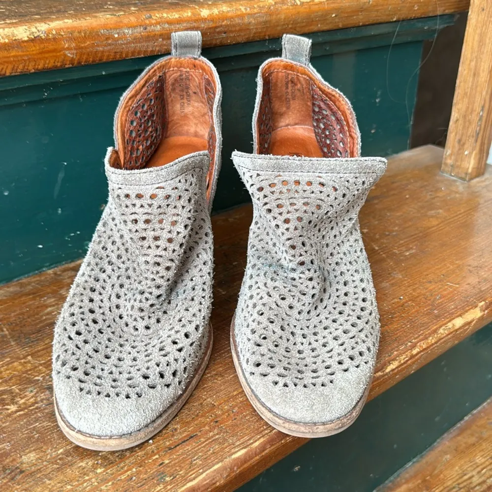 Jeffrey Campbell Gray Heeled Boots with Perforated Design - Image 2