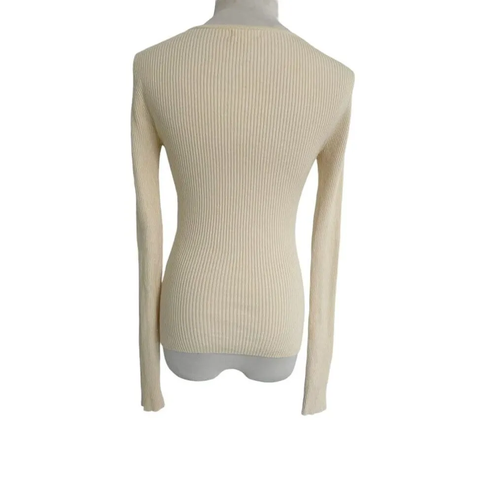 Revolve Camila Coelho Size XS  Top Blouse Ribbed Cut Out Long Sleeve Cozy - Image 3