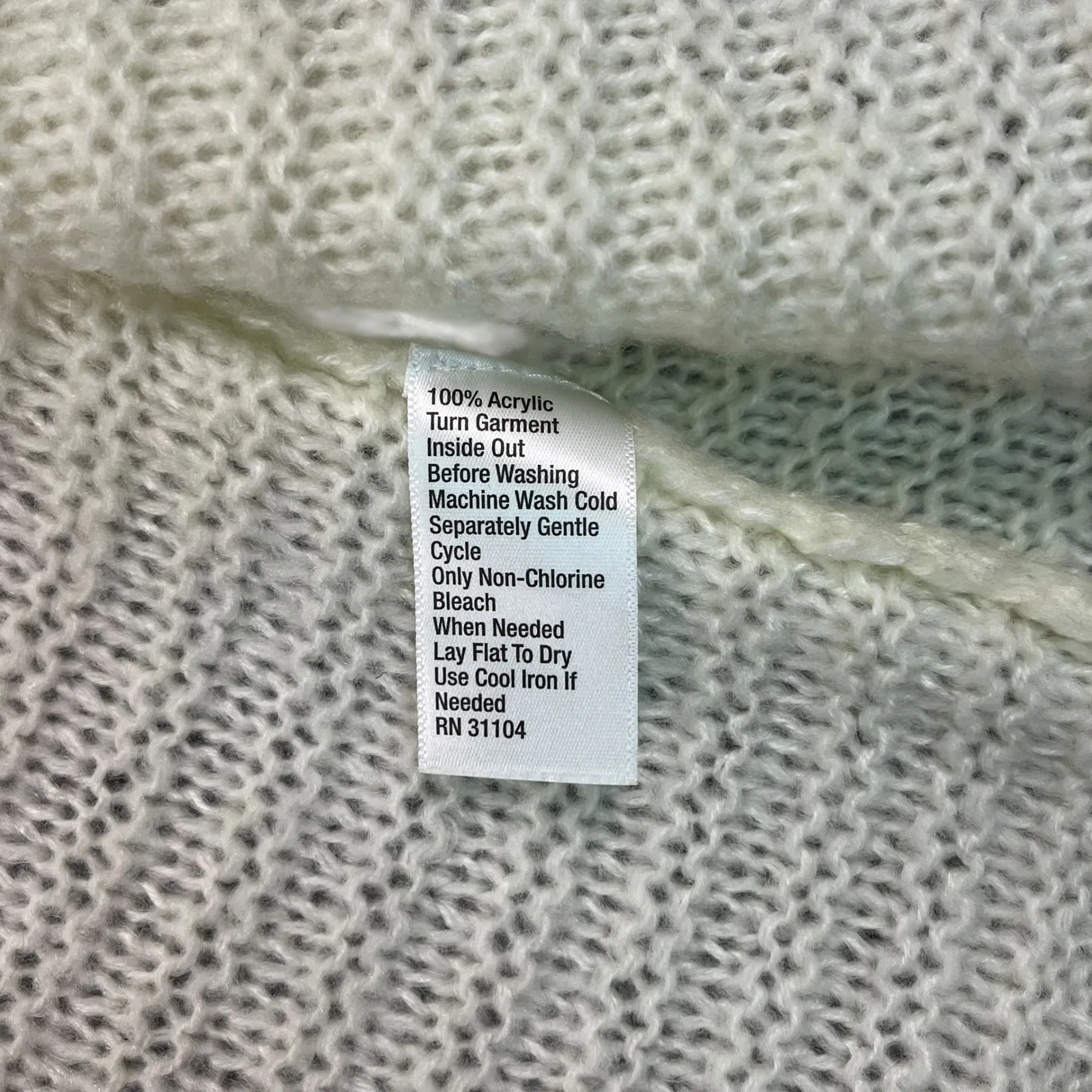 KAARI blue Womens White Chunky Knit Bobble Sleeve Cardigan Sweater Size L - Image 4