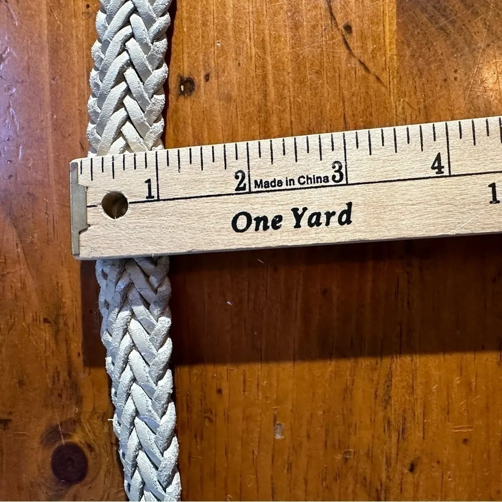 Vintage Genuine Leather braided belt White - Image 12