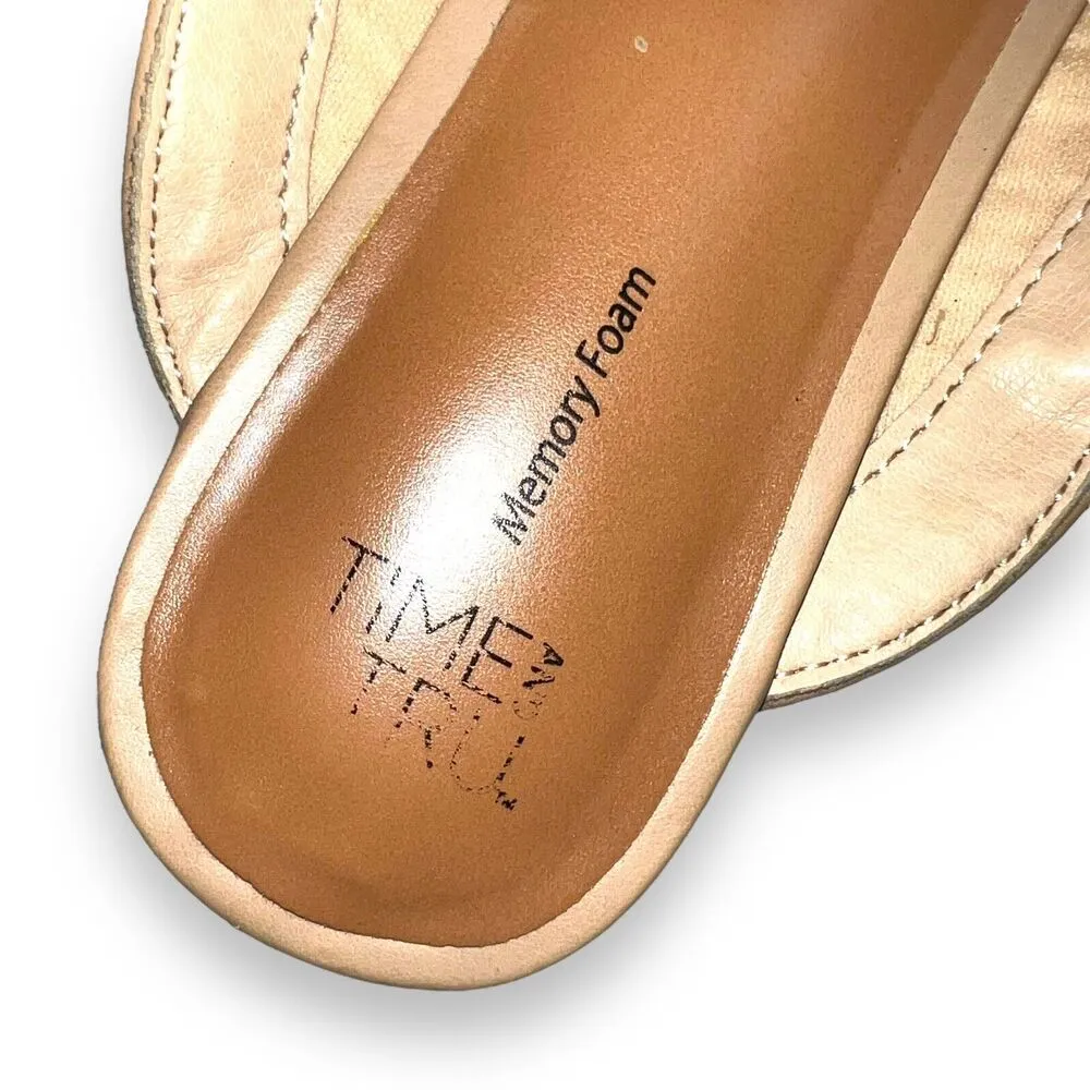 Time And True Womens Slip on Flats Loafers Pointed Toe Beige Woven Fabric Size 7 Tan - Image 5