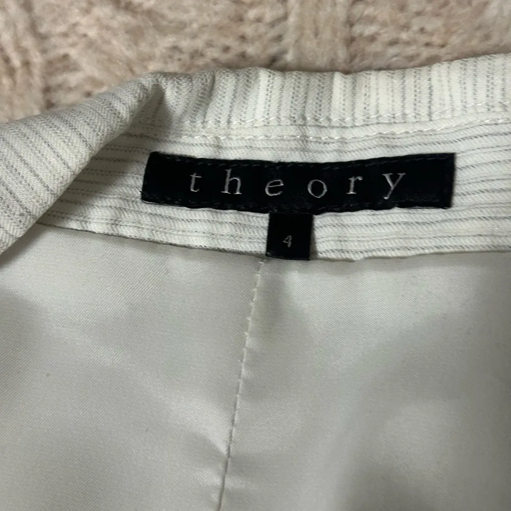 Theory Pin Stripe Linen Blend Blazer 4 - Image 4