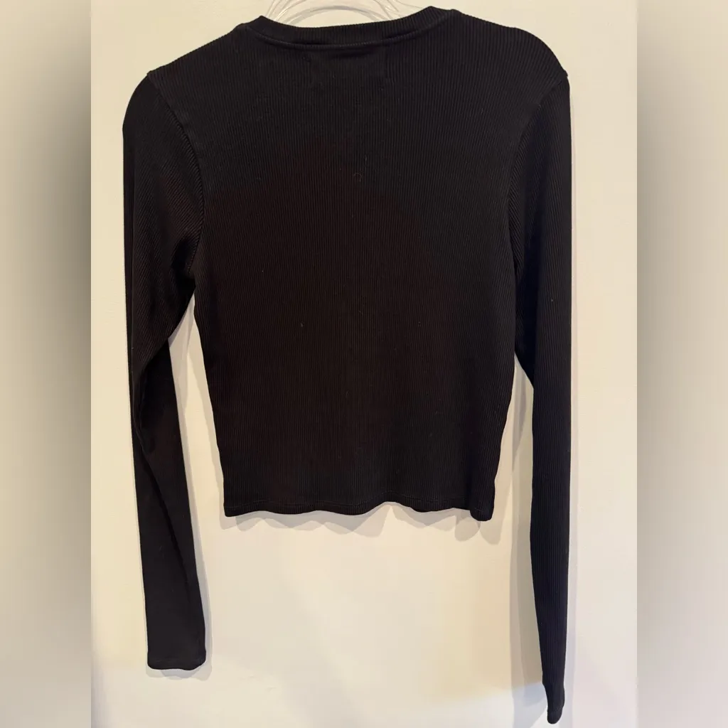 SPRWMN Black Ribbed Long Sleeve Baby Tee Size XL - Image 6