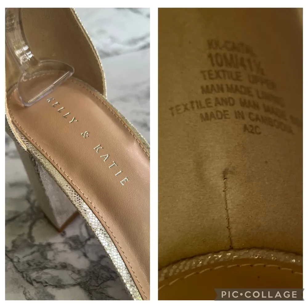 Kelly & Katie Caital Silver Metallic Ankle Strap Block Heel Sandals NEW 10 - Image 13