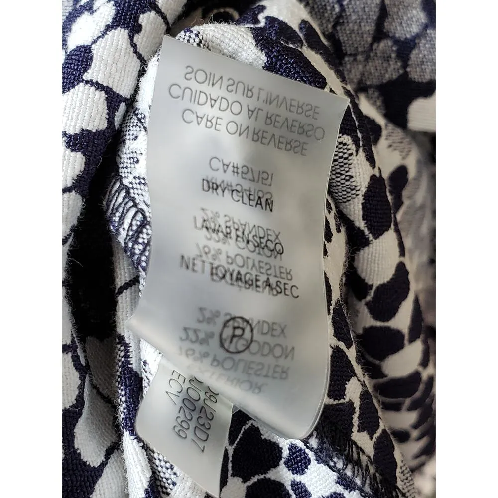 Karl Lagerfeld Mini Dress Womens 6 Blue White Floral Sleeveless V Neck Back Zip - Image 6