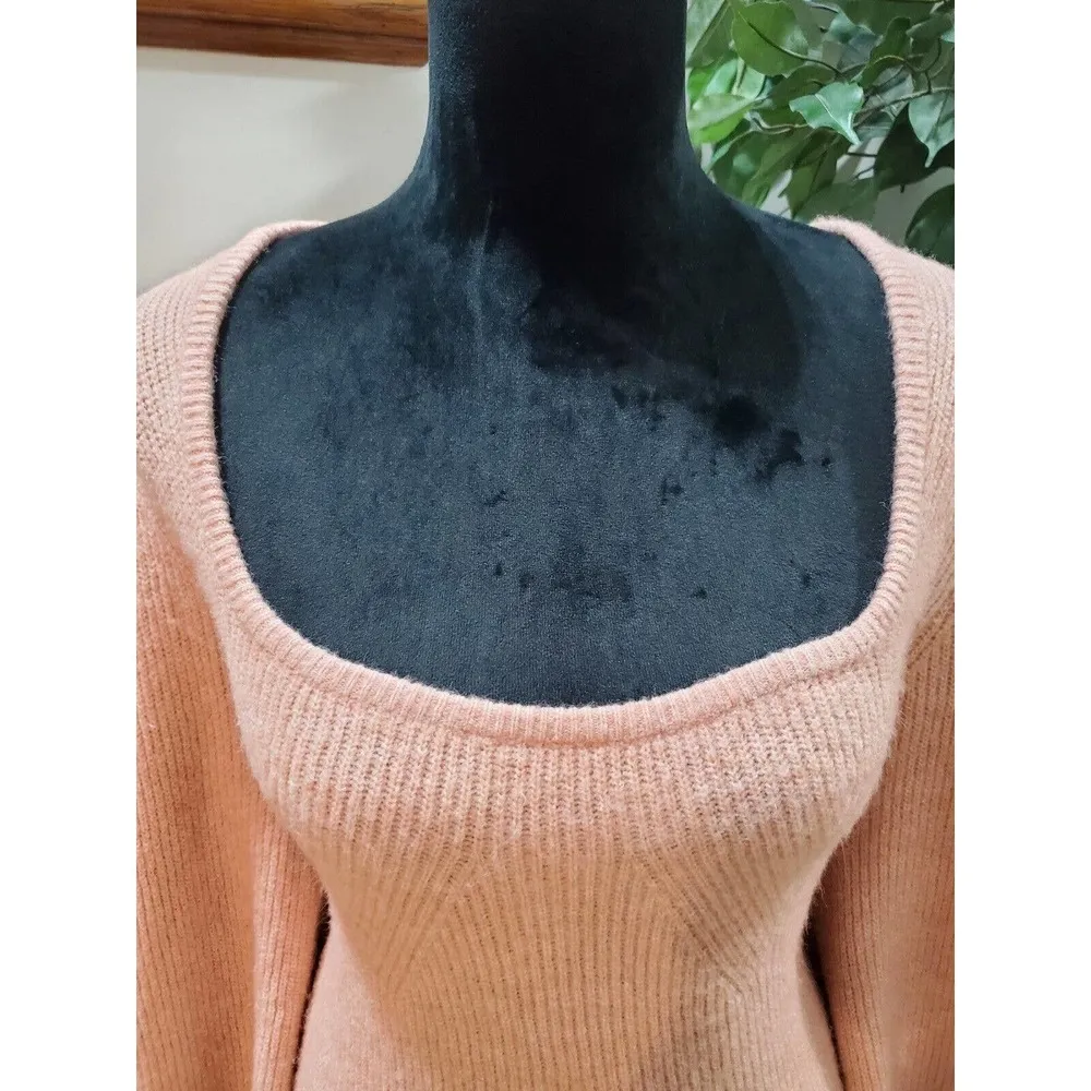 H&M Women Beige Knit Polyester Long Raglan Sleeve Scoop Neck Sweater Size Medium - Image 13