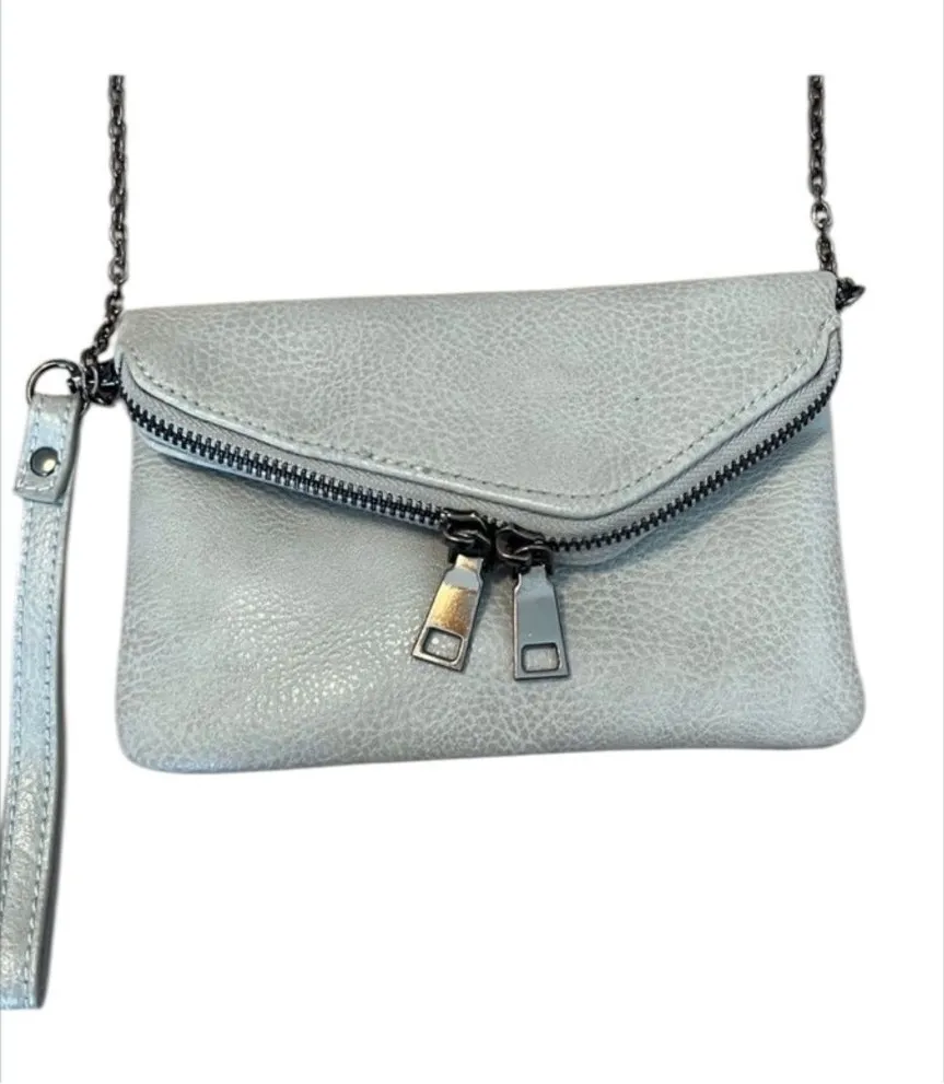 Urban expressions mini greyish blue crossbody wristlet roomy for its size EUC - Image 1
