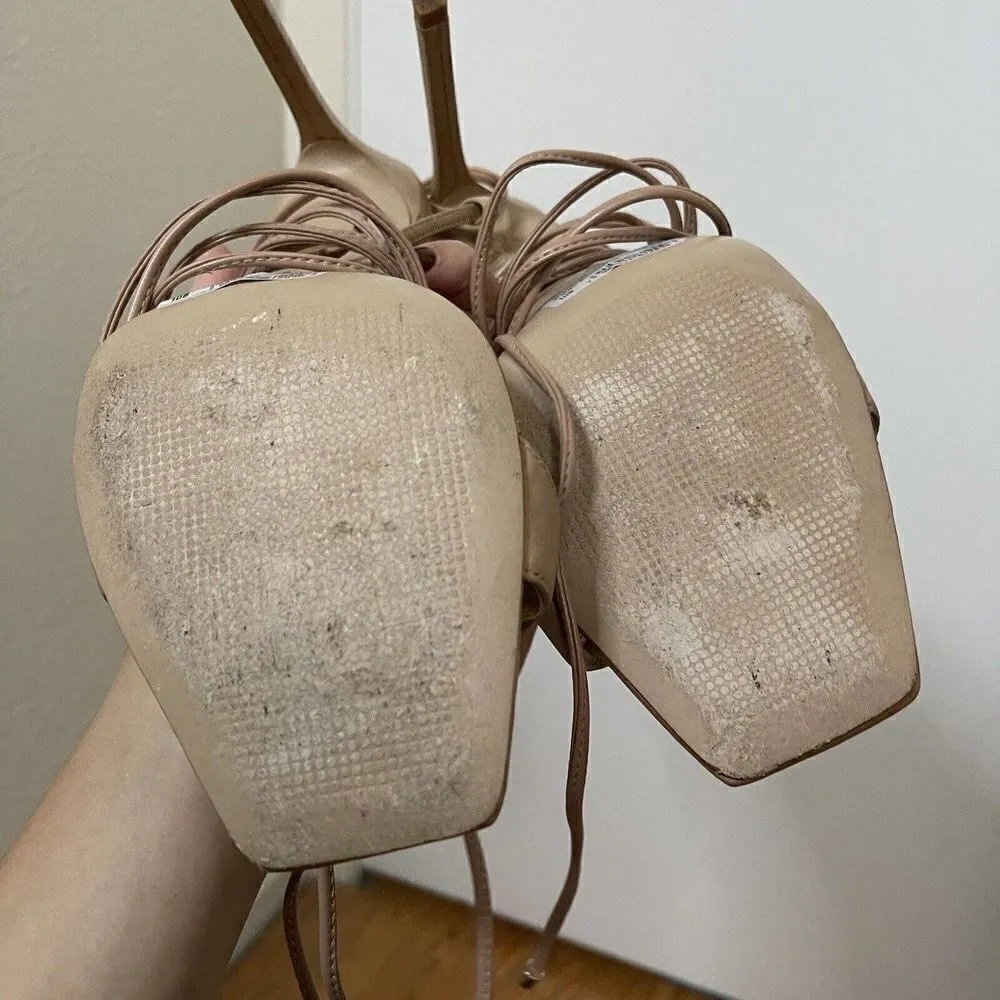 SCHUTZ Tan Strappy Stiletto wrap up heels size US 10 - Image 9