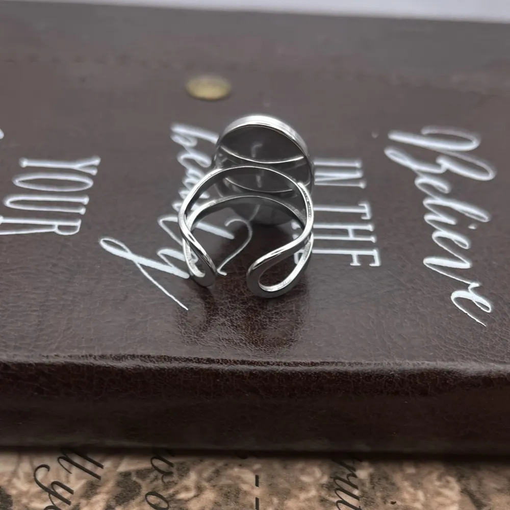 Western Mahogany Jasper Stainless Steel Gemstone Ring Red - Image 3