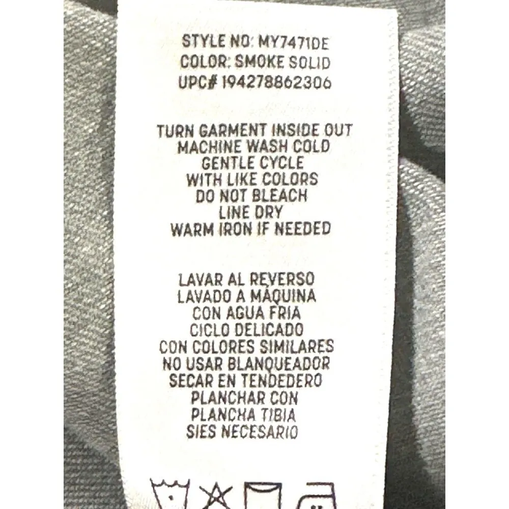 Seven7 Denim Gray Long Sleeve Button Up Shirt Cotton Blend Collar Size Medium - Image 8