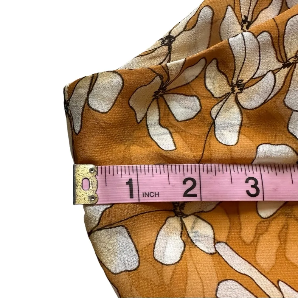 Blouse Thrive Top Golden Yellow Floral V-neck Chiffon Blouse Medium - Image 8