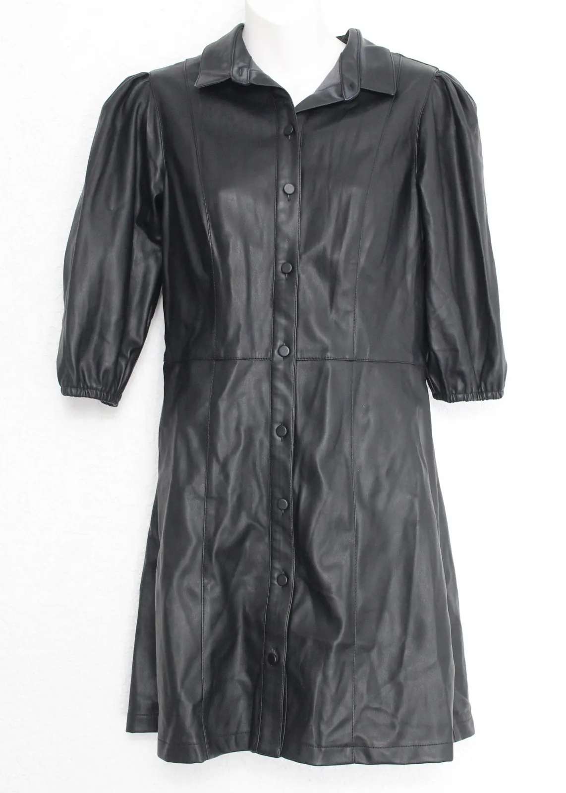 H&M Puff-sleeved Dress Size 6 Mini Faux Leather H&M Puff-sleeved Dress Size 6 Mini Faux Leather