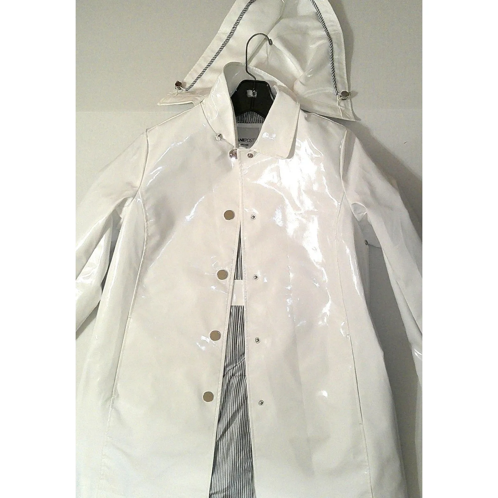 New NWT $375 Jane Post Iconic Princess Slicker Rain Coat Hood Women XS White - Image 2