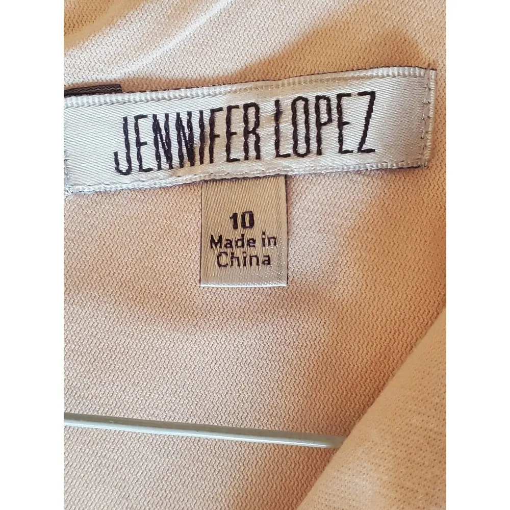 Jennifer Lopez Women's Beige Polyester V-Neck Sleeveless Knee Length Dress 10 - Image 6