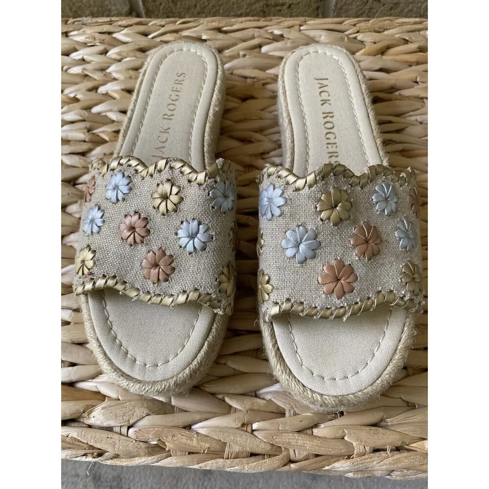 Jack Rogers Palmer Platform Wedge Espadrille Weave Sandal Slip On Metallic 5.5 - Image 6