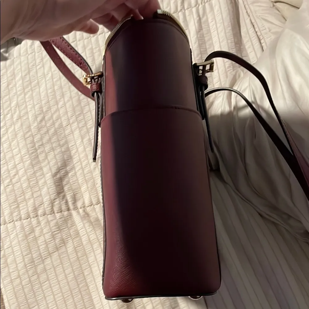 Michael Kors  Leather Tote with Gold Hardware Maroon - Image 6