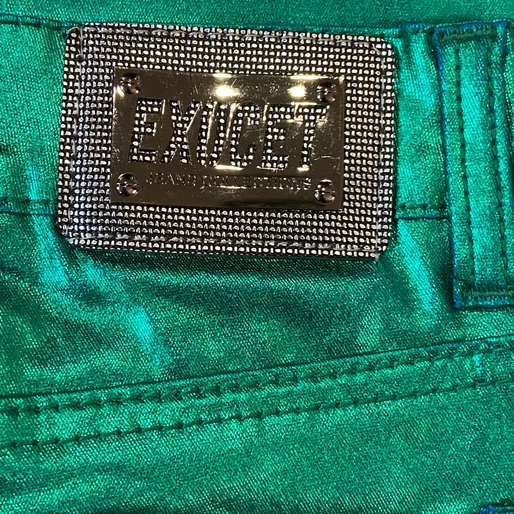 Exocet Green Metallic Pants Size 9 - Image 3