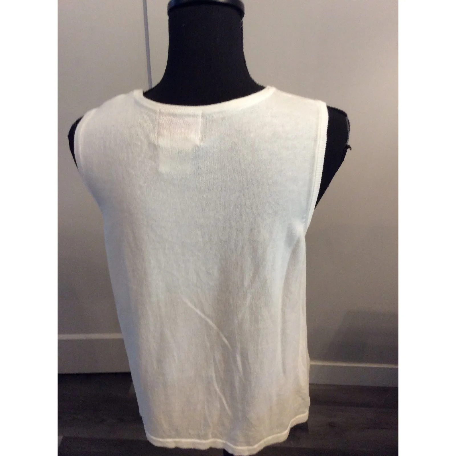 Quacker Factory Sleeveless Natuical Ship Wheel Bling Tank Medium M White - Image 4