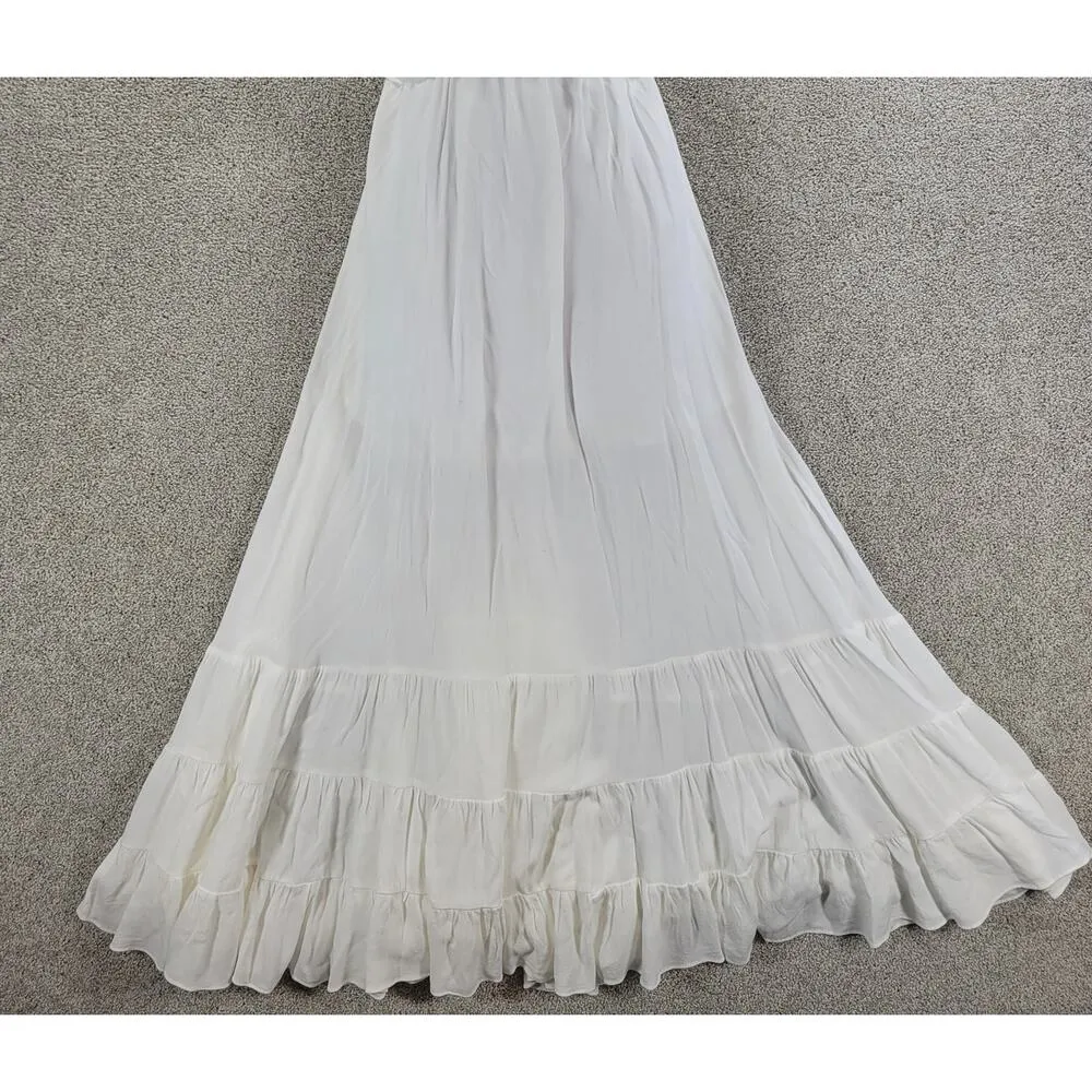 Hello Molly Crochet Lace Dress Womens 4 White Tie Back Summer Beach Vacay Boho - Image 3