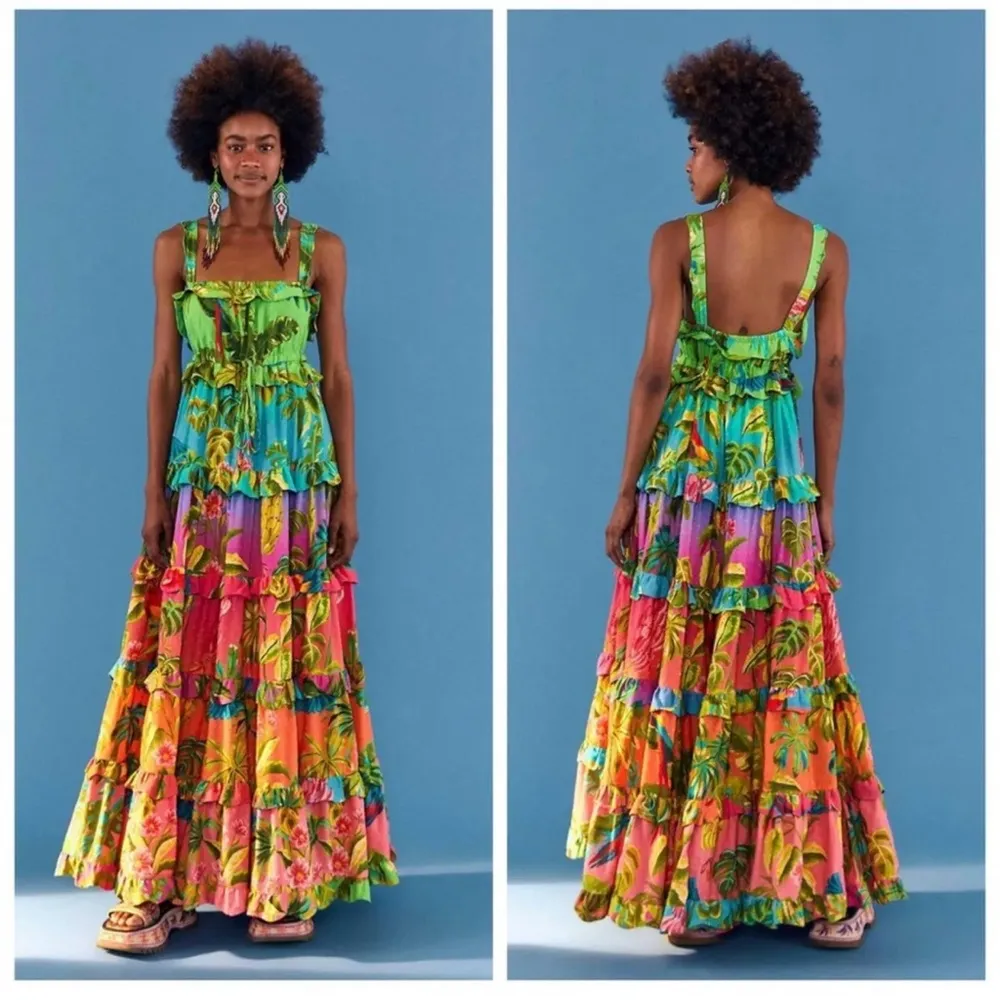 Farm Rio Amazonian ombré tiered maxi dress XS NWT - Image 6