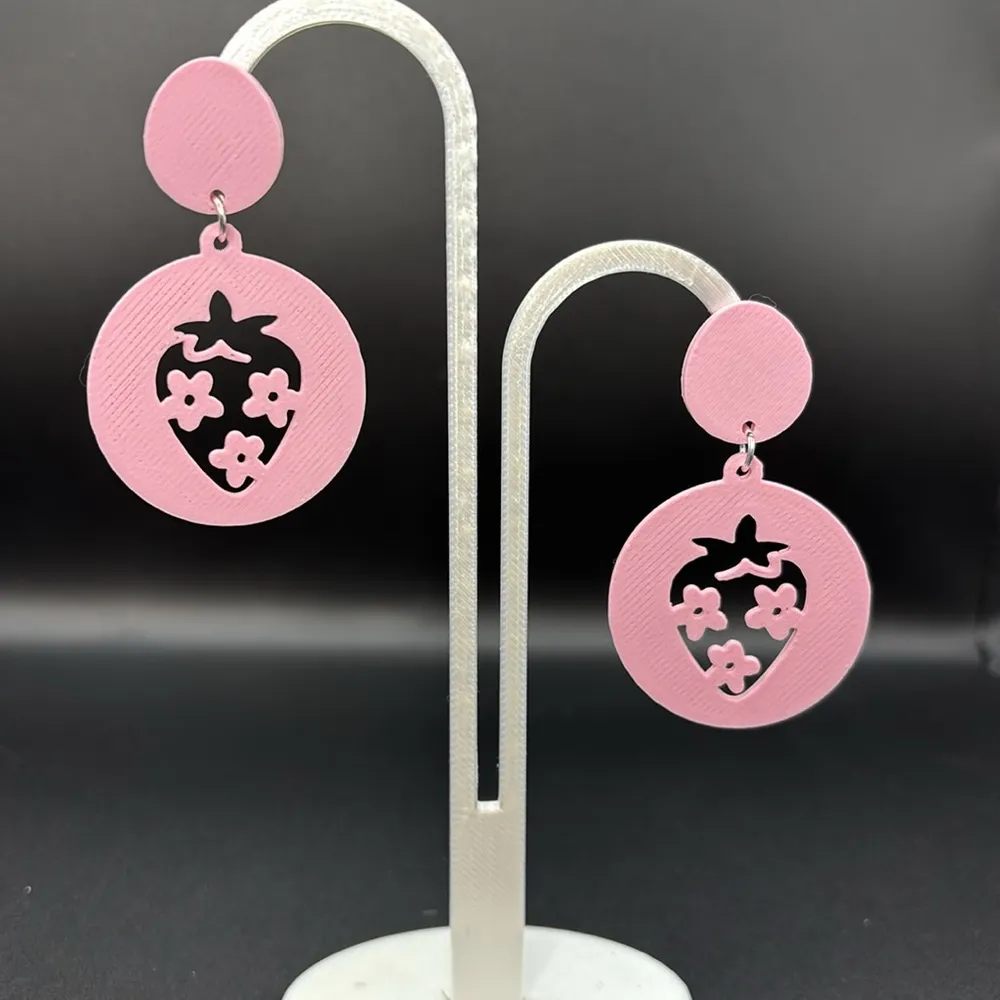 Pink Strawberry Earrings - Image 4