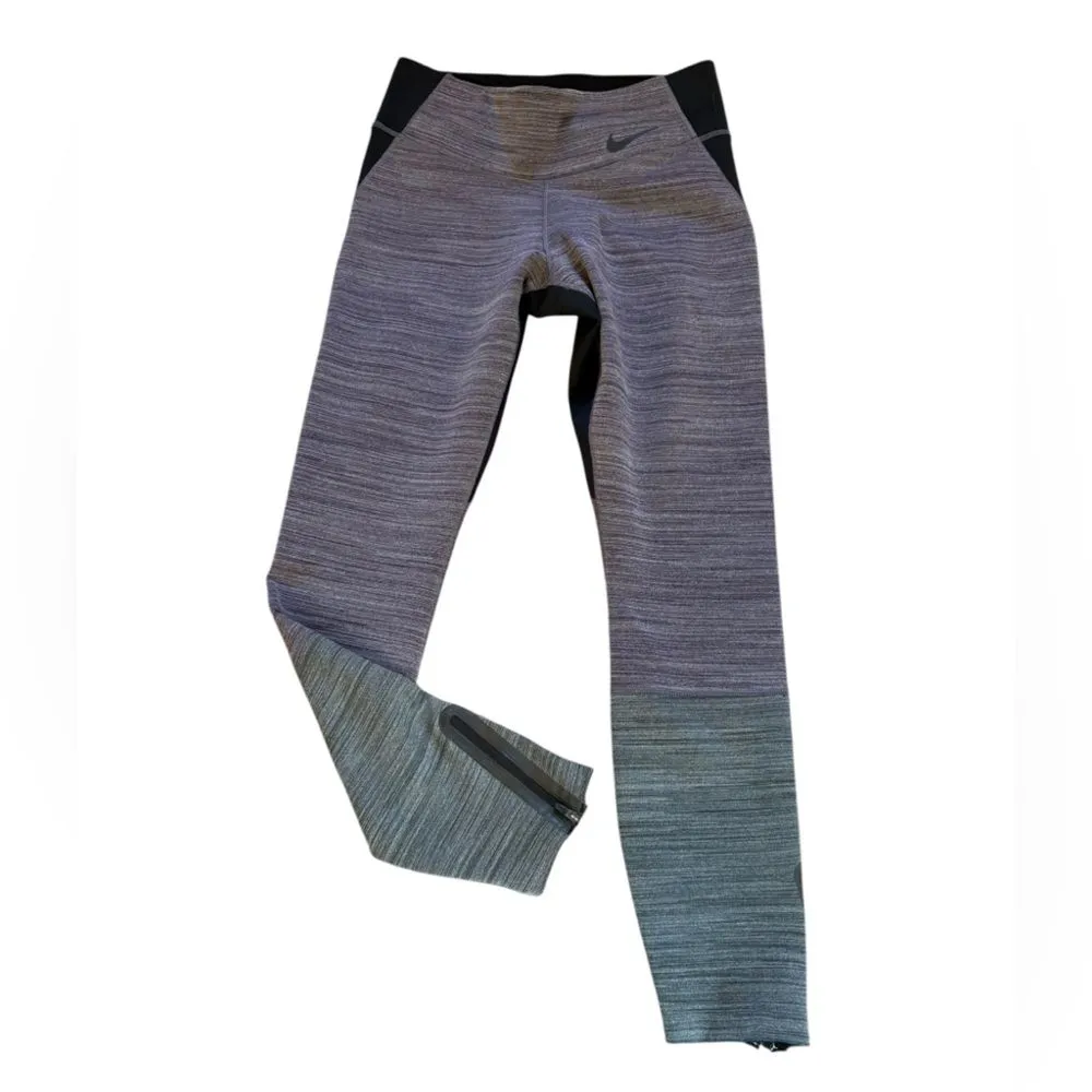 Nike Legendary Training Leggings Womens Medium Black Purple Gray Ombre - Image 2
