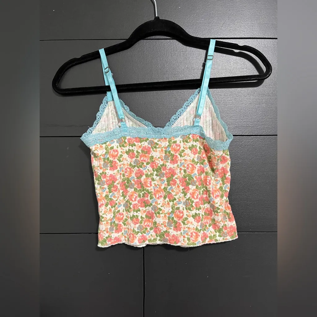 Cottage Core Vintage Floral Lace Trim Cami Tank Top Women’s Sz XS Wild Fable EUC - Image 2