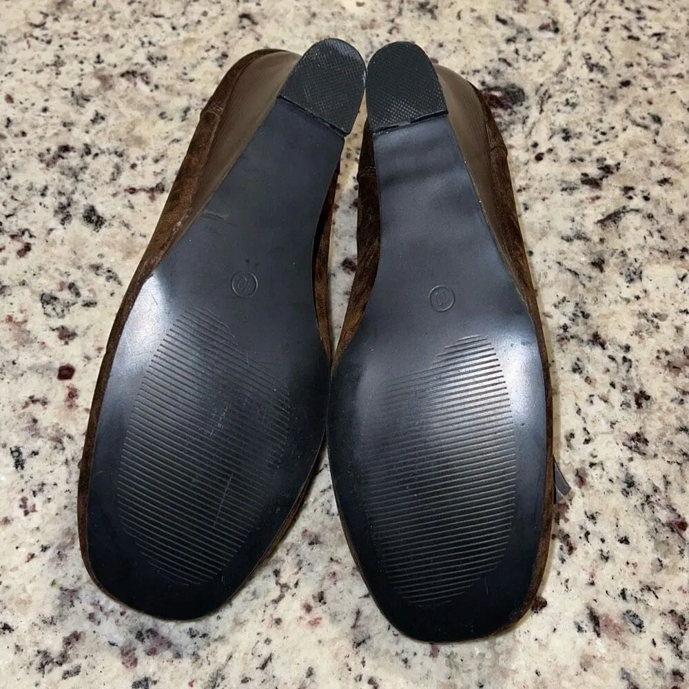 Passion Womens Suede Leather Beaded Wedge Heel Slip - Image 7