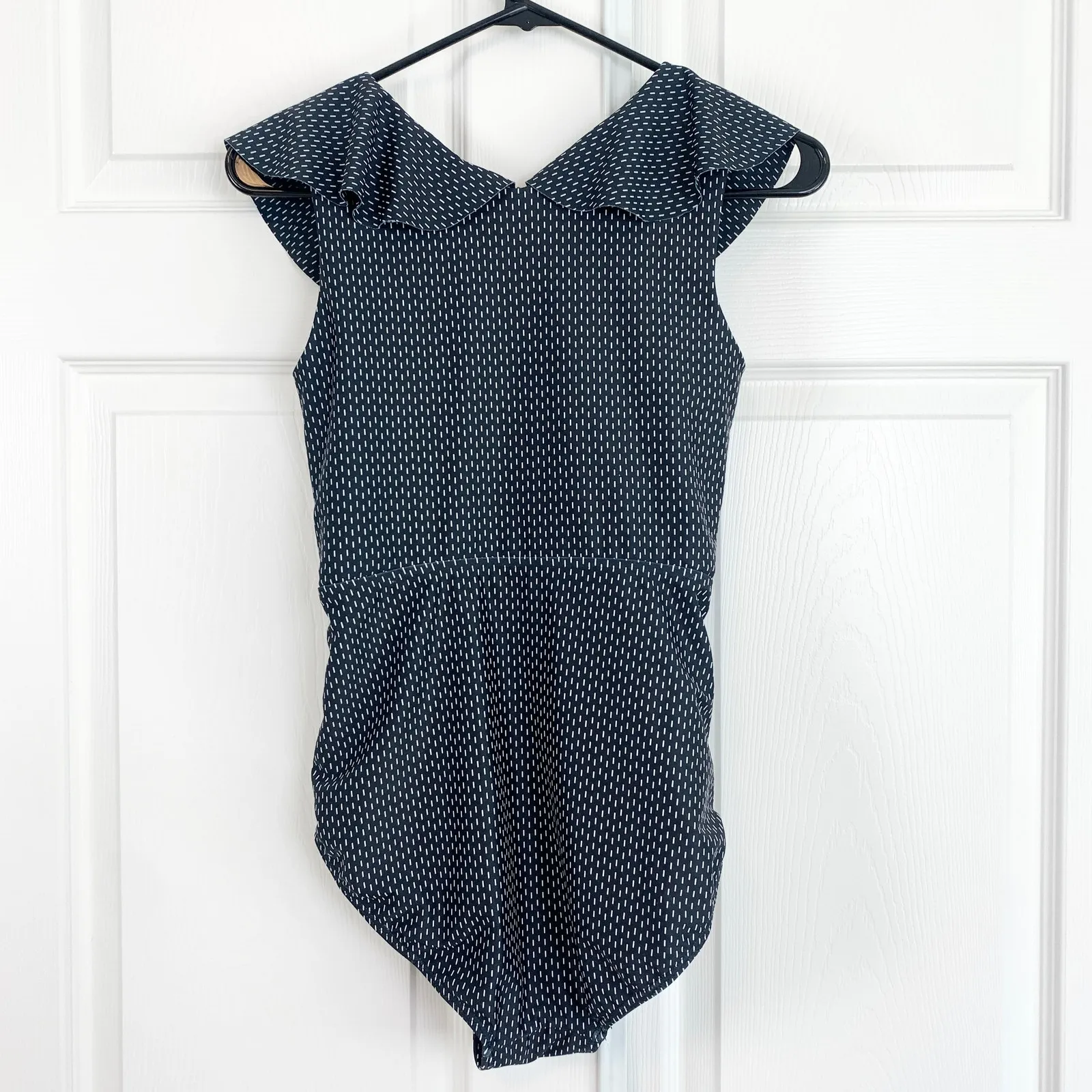 Albion Ruffle Knot Cut Out One Piece Swimsuit Dash Black White Size Small - Image 7