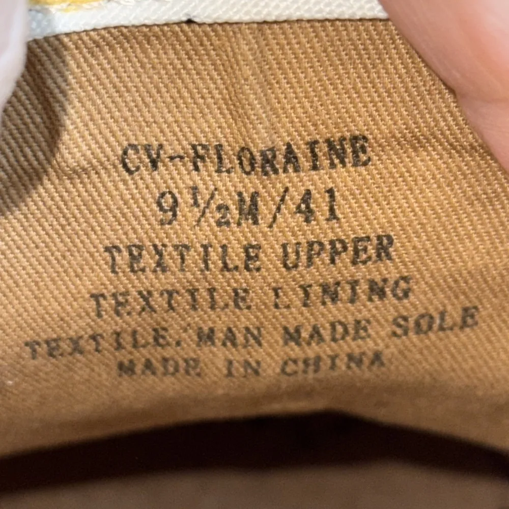 Crown Vintage Slip On Sneakers Mules Floral Print Women’s 9.5 White & Yellow - Image 9