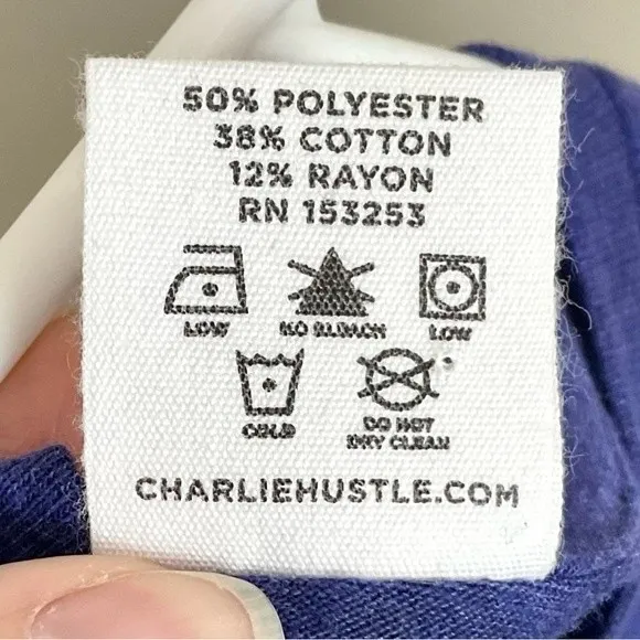 Charlie Hustle Blue KC Tee Shirt Heart Ladies Sz XS Slim Kansas City Local New - Image 5