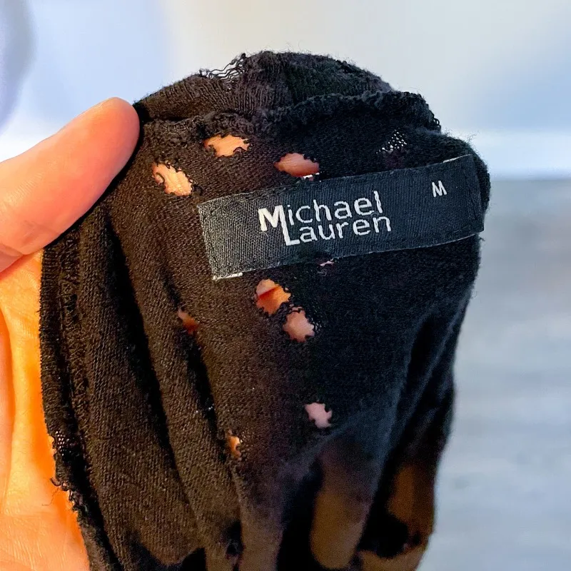 Michael Lauren Black Short Sleeve Distressed T-Shirt - Image 10